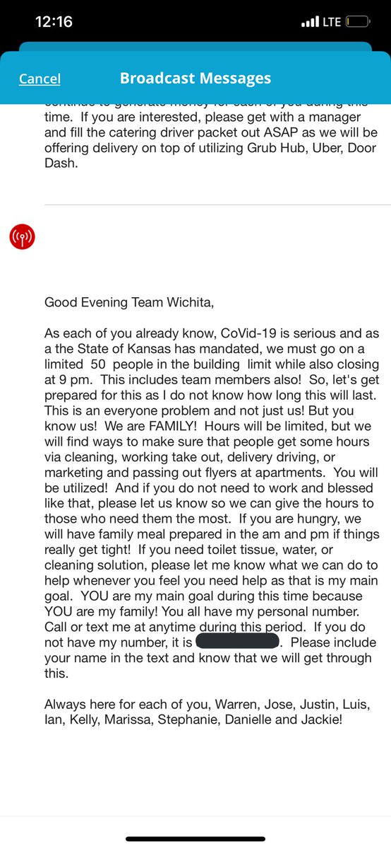 alexisranae7's tweet photo. THIS is why I will always love this job While many restaurants claim to be a “family” mine actually is.The fact that they are helping us through this,we will ALWAYS have a job with them & they are not denying ANY unemployment amazes me.will ALWAYS stand behind this company. #PFAF https://t.co/34WZlZlF6Z