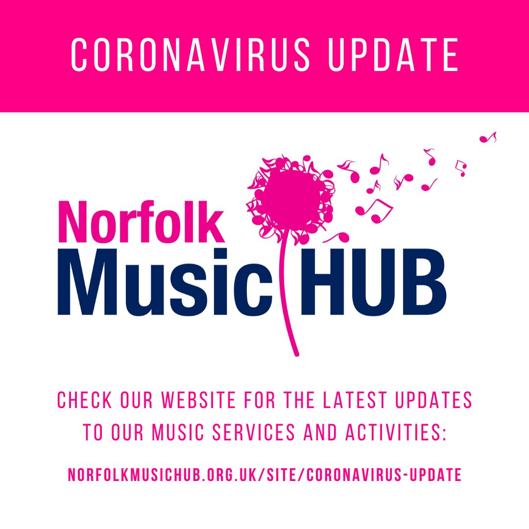 NMHub's tweet photo. 📢 URGENT UPDATE 📢
#NorfolkMusicService has announced that all activity is ceasing in all educational settings with immediate effect. There will be no visits to schools from any Music Service teachers as a direct result of @NorfolkCC guidance on the current COVID-19 situation. https://t.co/QbejTfkZ0W