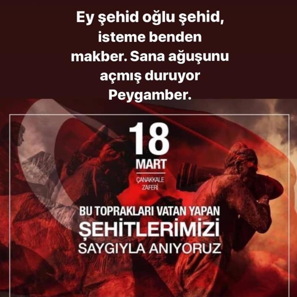 18 Mart Şehitleri Anma Günü ve Çanakkale Deniz Zaferi’nin 105. Yalında başta Türkiye Cumhuriyetimizin kurucusu Başkomutan Mustafa Kemal Atatürk ve silah arkadaşlarını vatanı uğruna canlarını feda ederek şehit düşen tüm askerlerimizi saygı minnet ve rahmetle anıyorum