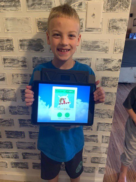 misscalfee's tweet photo. I’m so proud of my students! Jayden sent me these pics of him working hard on IReady at home and of his 100 on his lesson! His mom said that he worked on IReady Math for an hour yesterday!! Way to go, Jayden!!! 🎉💯@oakgrovefalcons @BradleySchools @CurriculumAssoc https://t.co/y45OJQndhR