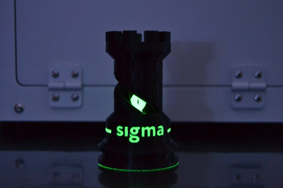 de3dprintman's tweet photo. A great benchmark print for 3D printers is this Dual Color Rook Tower and this perfect one is printed on the @FELIXprinters #Pro3Touch. Sliced in @Simplify3D in 0.2 mm layers and 20% infill in Black FELIX PLA and @FilamentPM GLOWjet. 
 https://t.co/POQ9v2wggH

#3Dprinting https://t.co/YAjqB4dOyH