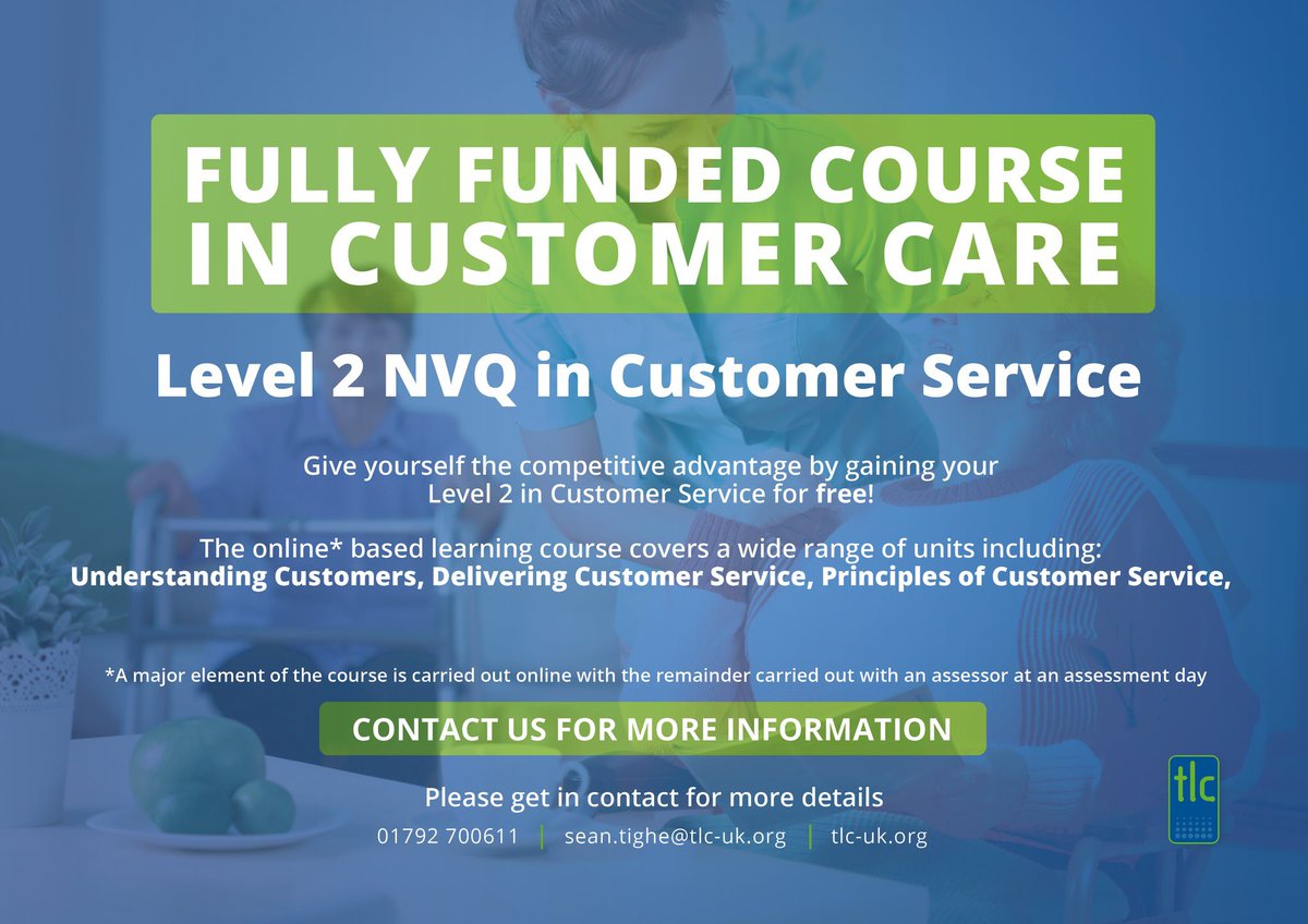 TLC_TrainingUK's tweet photo. Working from home? Self-isolating??
Develop your skills with this FREE level 2 NVQ ๐ป
Email Sean.tighe@tlc-uk.org to book your space now...
**South Wales area only**
#tlc #training #funded #improveknowledge #developskills #customercare #training #fullyfunded #customerservice https://t.co/Y4dl2b8Xp3