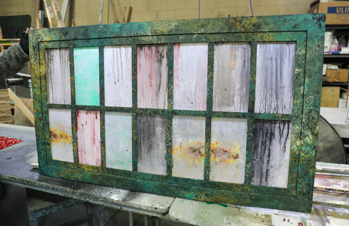 ParamountAurora's tweet photo. Our paint team is working on making paint samples that convey the rusty factory set that will be used in #ParamountKinkyBoots π π#BuiltinAurora https://t.co/hoc6lXCCJz