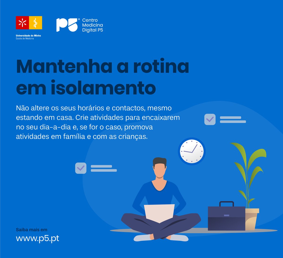 #COVID19PT 🦠

⏰ Mantém a rotina - mesmo em isolamento. 

🃏 Substitui as rotinas fora de casa por novas atividades e mantém-te ativo

💛 A saúde mental não pode ser desvalorizada durante o isolamento