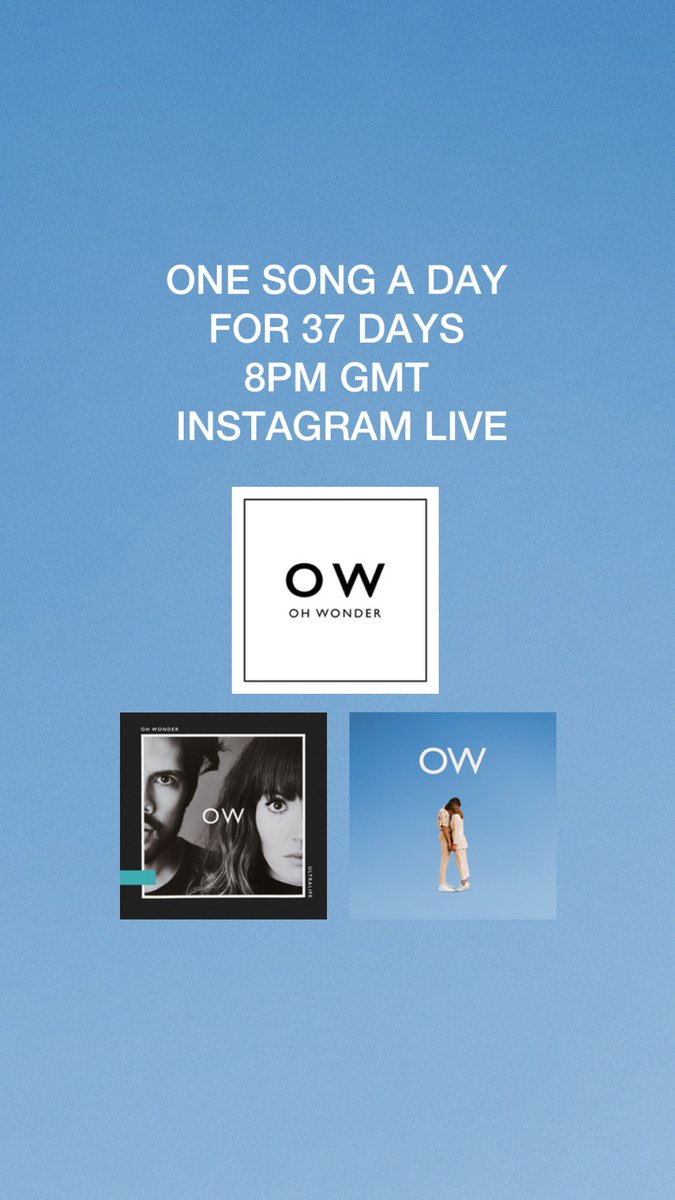 We've been trying to think of ways to stay connected during this weird time, so every night at 8pm GMT for the next 37 days we are going to play a song from one of our three albums on Instagram Live. We're starting tonight with album one / track one - Livewire. Join us! #OWAtHome