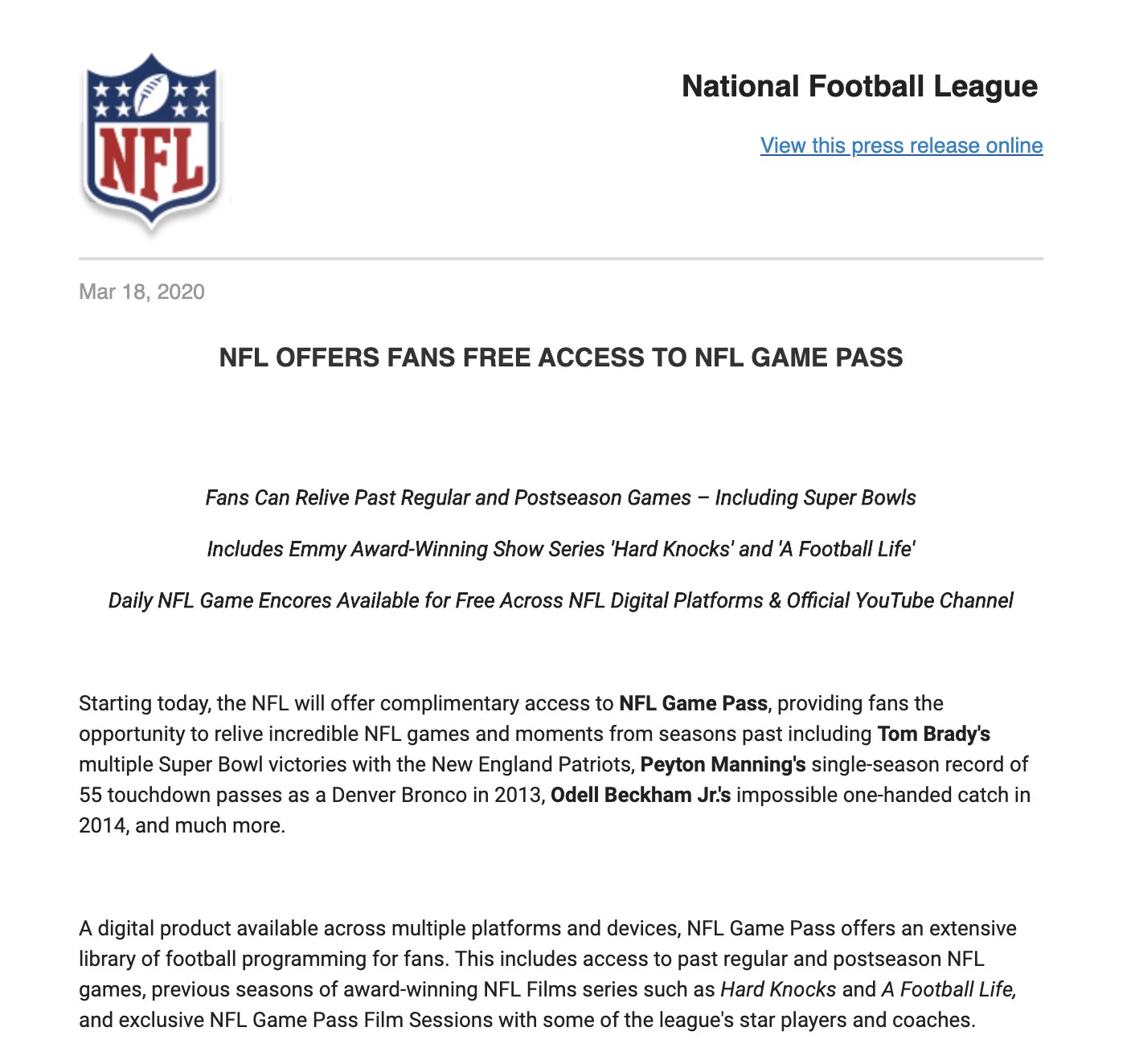 nfl game pass online