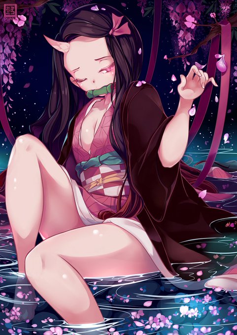 Matthew NgさんがTwitterに投稿した竈門禰豆子(鬼滅の刃)のイラスト。