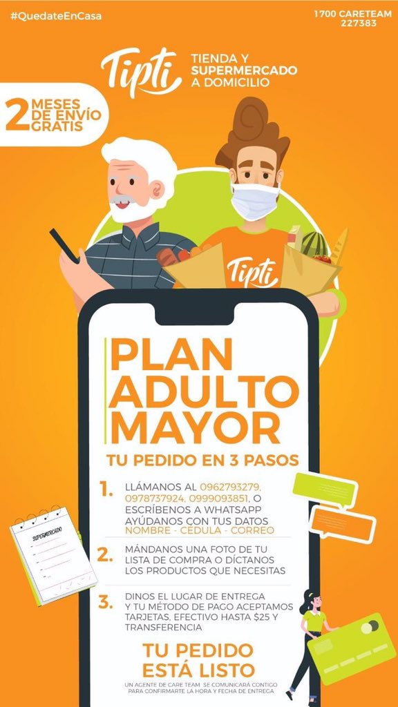 GabGamioR's tweet image. Ayudemos a los adultos mayores con sus compras de supermercado ! No están al tanto de las app y pocos  saben manejarlas. Hagamos RT 
#ecuador #tipti #ayudemonosentretodos