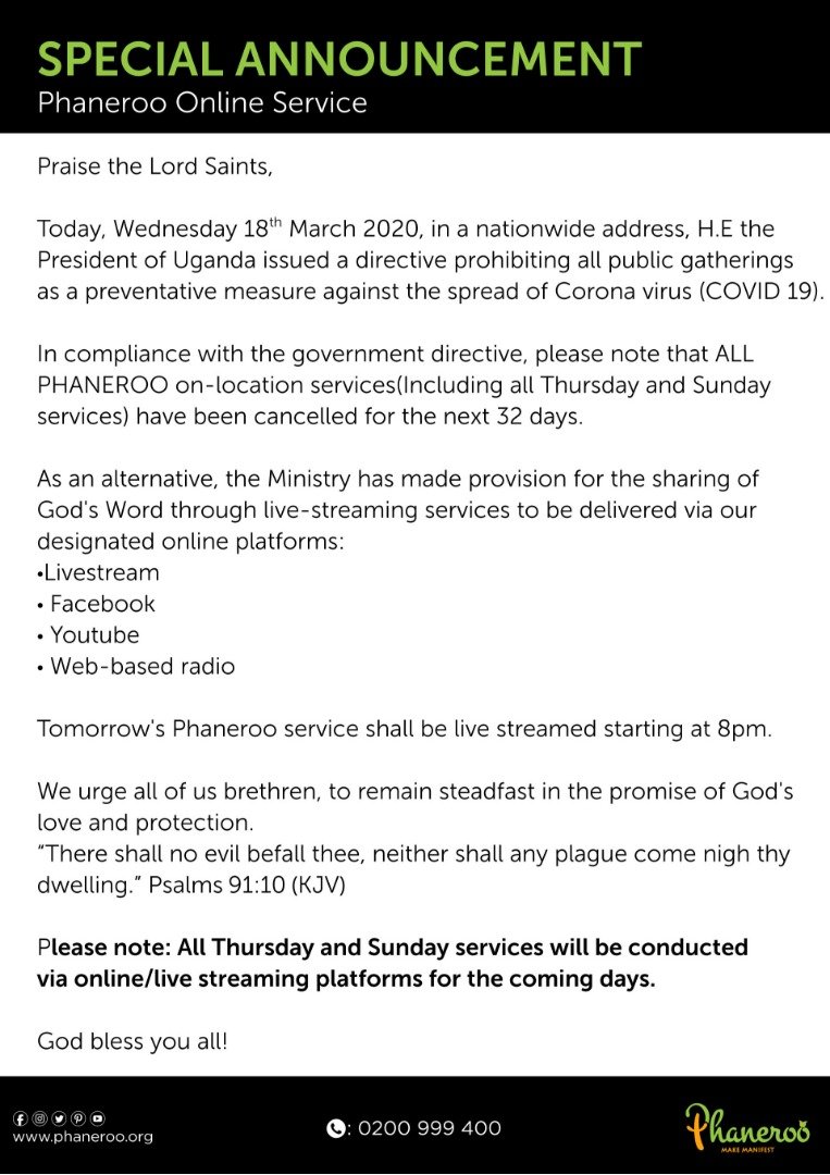 Phanerookampala's tweet photo. SPECIAL ANNOUNCEMENT

You're blessed!
#Phaneroo ~ Make Manifest https://t.co/FphkleTEnB