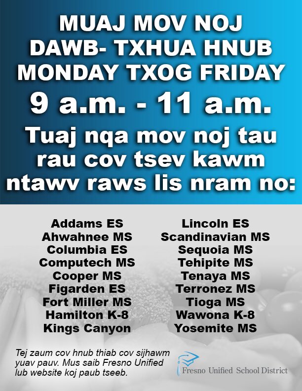 Starting tomorrow we will serve meals every weekday from 9am-11am at these 18 sites.

Food is primarily for our students under 18, however we are providing food to anyone that requests it. We ask that you see our goodwill and do not take advantage of that generosity. #WeLoveYou
