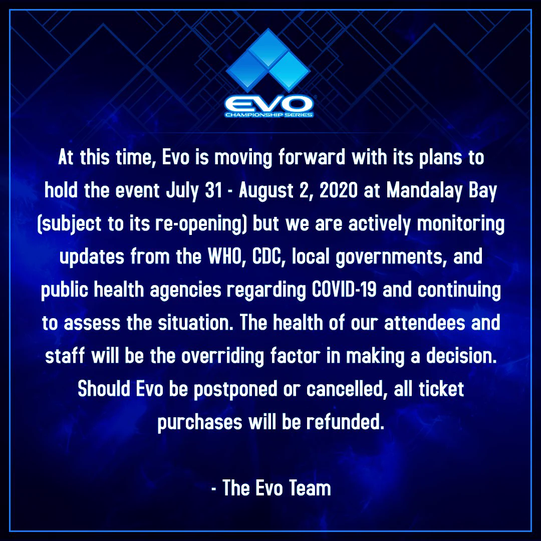 格闘ゲームの世界大会EVO2020の開催が危ぶまれる！