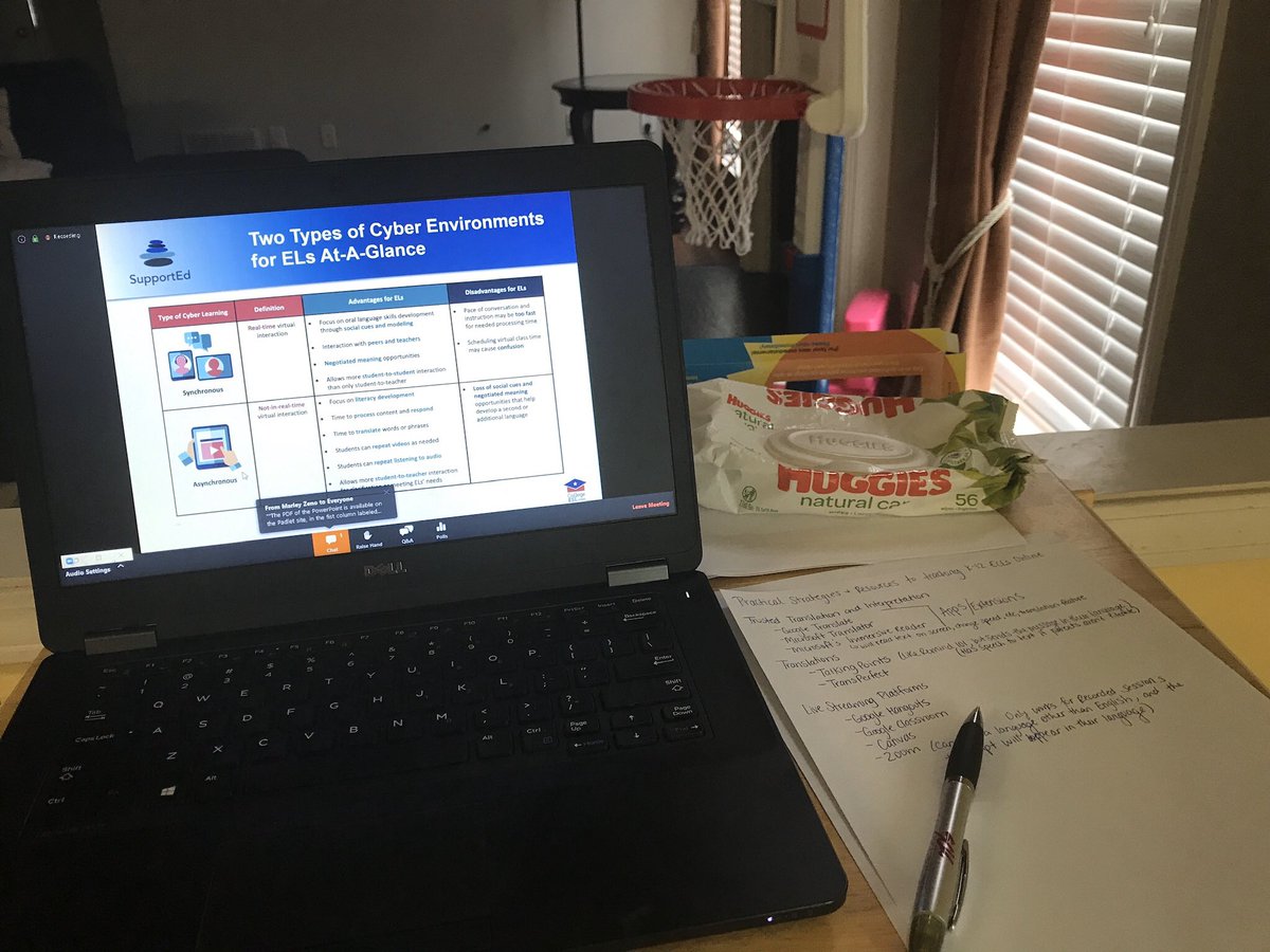 CSimsESOLTeach's tweet photo. Practical Strategies and Resources to Teaching K-12 ELs Online Webinar! Learning so much! Can’t wait to share with staff! https://t.co/FIIqLhi9pl