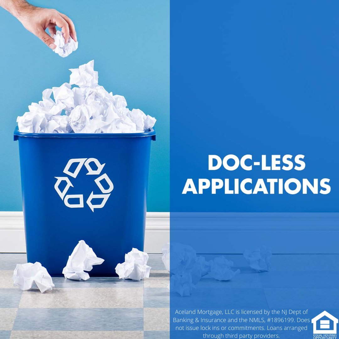 aceland_'s tweet image. No printed pay stubs, tax returns or bank statements. When you work with us, we'll electronically verify your documents so you don't have to track them down! Call us now to discuss it further (973) 638-2466 X (701)

#doclessmortgage #fastprocess #loanprocessing