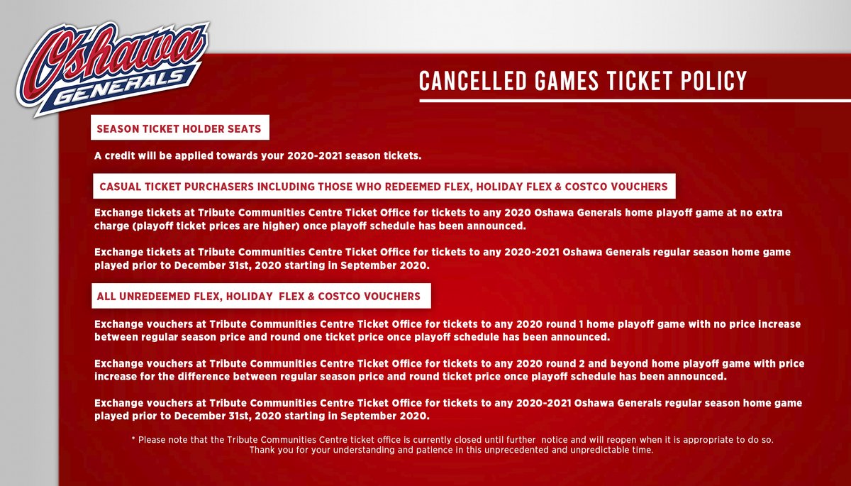 Oshawa_Generals's tweet photo. Ticket Information for the Concluded 2019-20 season.

DETAILS | https://t.co/8ygKhIjBpb https://t.co/quzz3pC33m