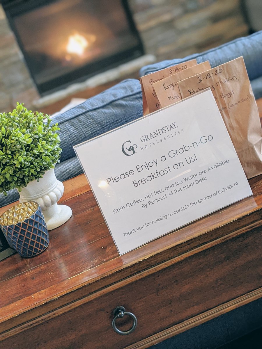 MHorebGrandStay's tweet photo. Our guests enjoyed a grab-n-go breakfast this morning! We are still open for anyone who needs a place to stay. 💚 https://t.co/pfi2MLtWSR