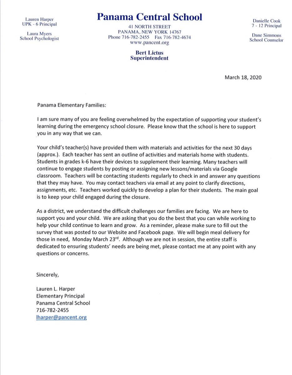 Letter from Elementary Principal, <a href="/LaurHarper6/">Lauren Harper</a> :
