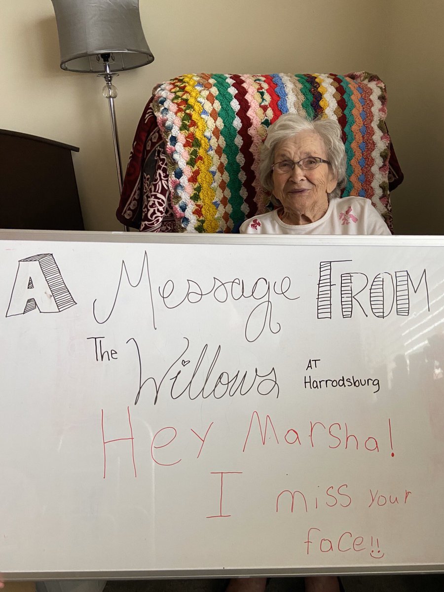 W_Harrodsburg's tweet photo. A special message from some of our residents to their loved ones. 💕 #Willowsstrong #SocialDistancing https://t.co/J90Io4XxY7
