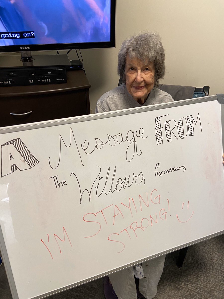 W_Harrodsburg's tweet photo. A special message from some of our residents to their loved ones. 💕 #Willowsstrong #SocialDistancing https://t.co/J90Io4XxY7
