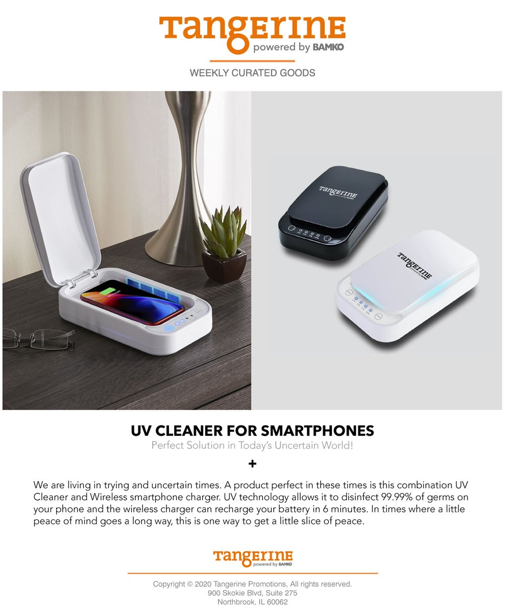 TangerinePromo's tweet photo. A little peace of mind goes a long way with our combination UV Cleaner and Smartphone Charger
#tangerineiseverywhere #branding #promo https://t.co/DlMjjJDeyt