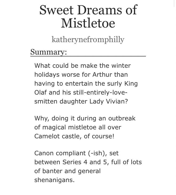 • Prequel’s to the We Begin Again series- Sweet dreams of mistletoe: 4 years before 5x13 https://archiveofourown.org/works/8909749 - The return of magic(upon dragon’s wings): 1 year post 5x13 https://archiveofourown.org/works/12463959 - Would you if you could(remember): 30 years post 5x13 https://archiveofourown.org/works/11749296 