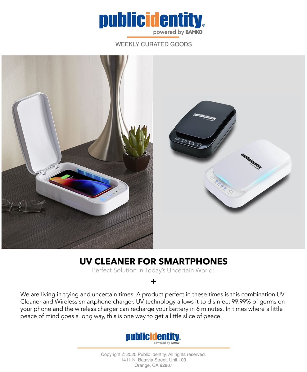 publicidentity's tweet photo. A little peace of mind goes a long way with our combination UV Cleaner and Smartphone Charger
#publicidentityiseverywhere #branding #promo https://t.co/GMzmAQRJZN