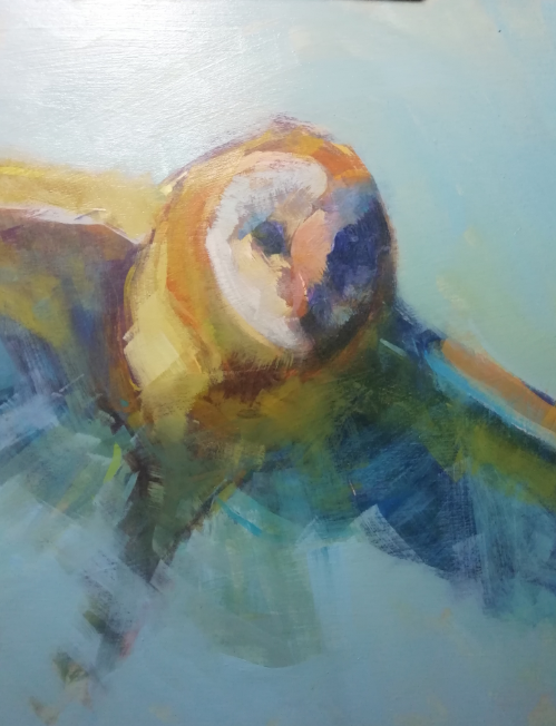 lpitcherfineart's tweet photo. I've carried on with the barn owl - repainting the sky/body/legs/wings, well everything really 😀

Will give the painting another 'rest' to see what needs to be done before framing.

#owlinflight #owl #oilpainting #birdsofprey https://t.co/EK4hRHiPe0
