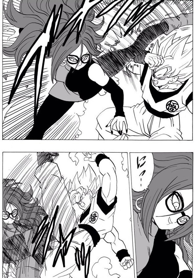 realandroid_21's tweet image. "Yes, I fought Blue Goku.. you think he'd let me be without asking for a fight? That was the fight of my life...hard to believe how closely matched we were..."