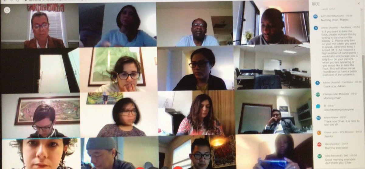 Chinamission2un's tweet photo. During this difficult time in NYC , #74UNGA #fifthCoommittee continues to work tirelessly via VTC to consider a wide range of administrative and budgetary issues. Very smooth and productive. So proud of Secretariat and 5C colleagues. Modern diplomacy! #COVID19 https://t.co/uHDYKKsuxS