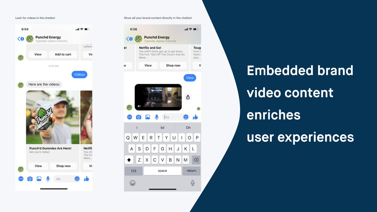 As a merchant, you want to showcase all of your media, and the Messenger chatbot can host it all for you. Pick and choose your favorite content and customers can watch it all in chat, creating a unique native experience. 
#brandvideos #virtualassistant #joinedapp #d2c #startx