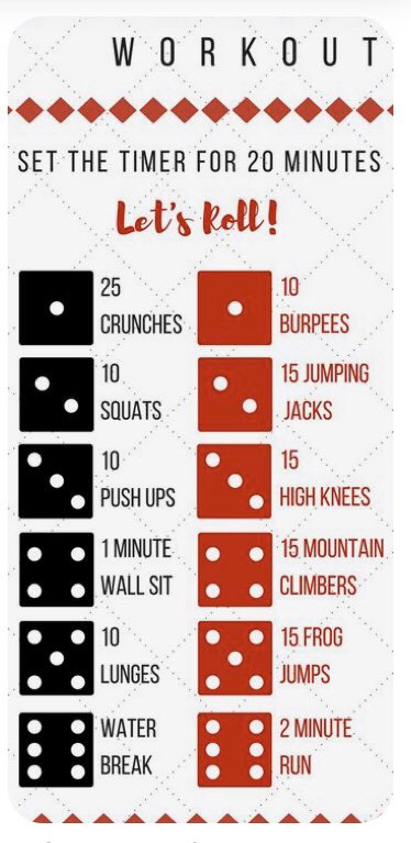 If you are off school and missing your PE lesson, don’t forget to take part in at least 30 minutes of physical exercise a day to fuel both the mind &amp; body! Get the timer set up and complete these weekly challenges..No gym equipment needed just a couple of dice 🎲 ...#stayhealthy
