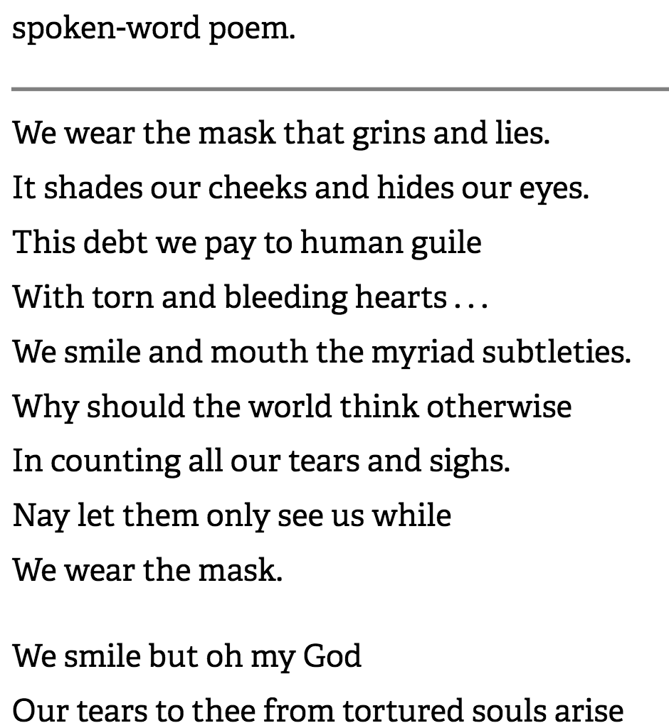 the mask poem by maya angelou