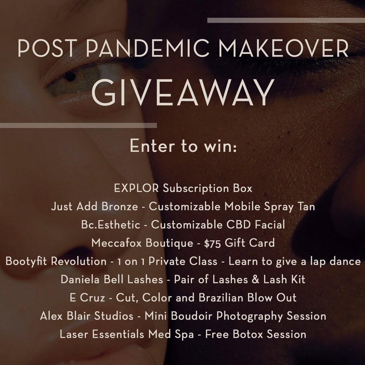 ExplorBox's tweet image. Quarantine have you feeling off your game? Well, we teamed up with a few of our favorite local businesses to bring you a Post Pandemic Makeover Giveaway! One that will leave you ready to dominate the post apocalyptic world. Come find us at @EXPLOR.BOX on IG and enter to win!