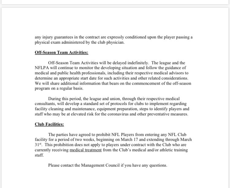 NFL Free Agency Disrupted.Contracts agreed to in principle are formalized once players pass physicals. However, per the NFL's memo, medical exams are being overhauled due to COVID-19. Teams were told to not make "official" announcements. So Brady to TB is not yet "official"  https://twitter.com/AtlantaFalcons/status/1240378614161518601