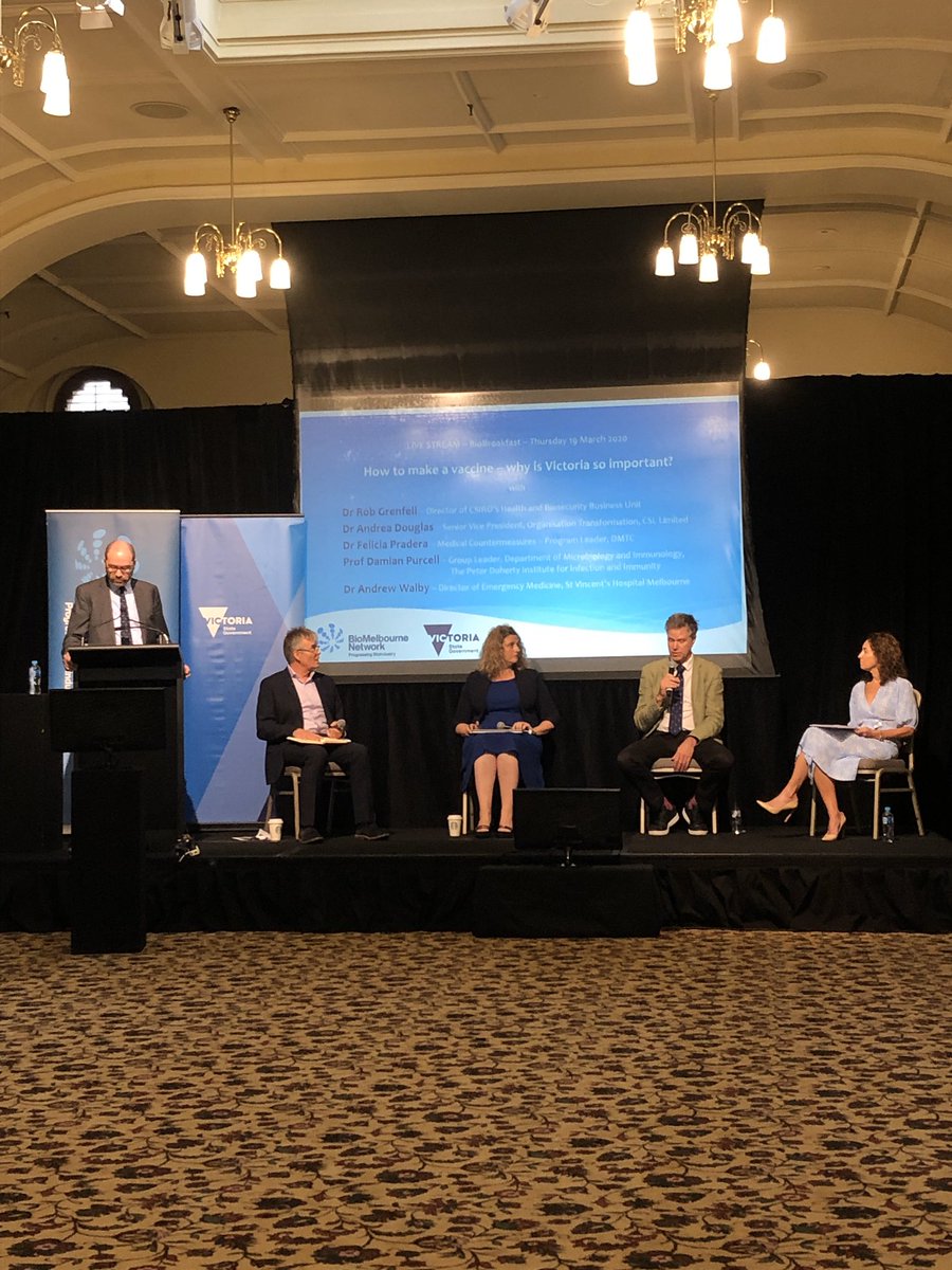 Hbellabonj's tweet photo. Expert panel discussing Victoria &amp; Australia’s COVID-19 response at @biomelb BioBreakfast with @CSIRO @TheDohertyInst @CSL https://t.co/jvZwRoiAcB