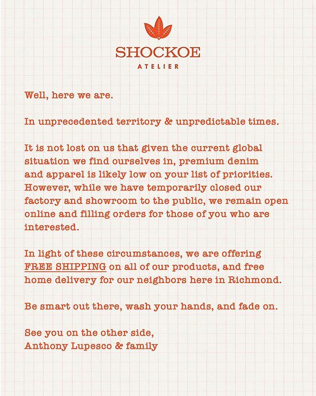 Be safe out there y’all!

#selvedgedenim #selvedge #denim #selvage #rawdenim #drydenim #denimporn #denimhead #ootd #menswear #mensstyle #mensfashion #wellwornwornwell  #indigo #shockoe_atelier #rva #shockoe #shockoedenim #shockoeatelier #slimkojima #wome… ift.tt/3b6DSgh