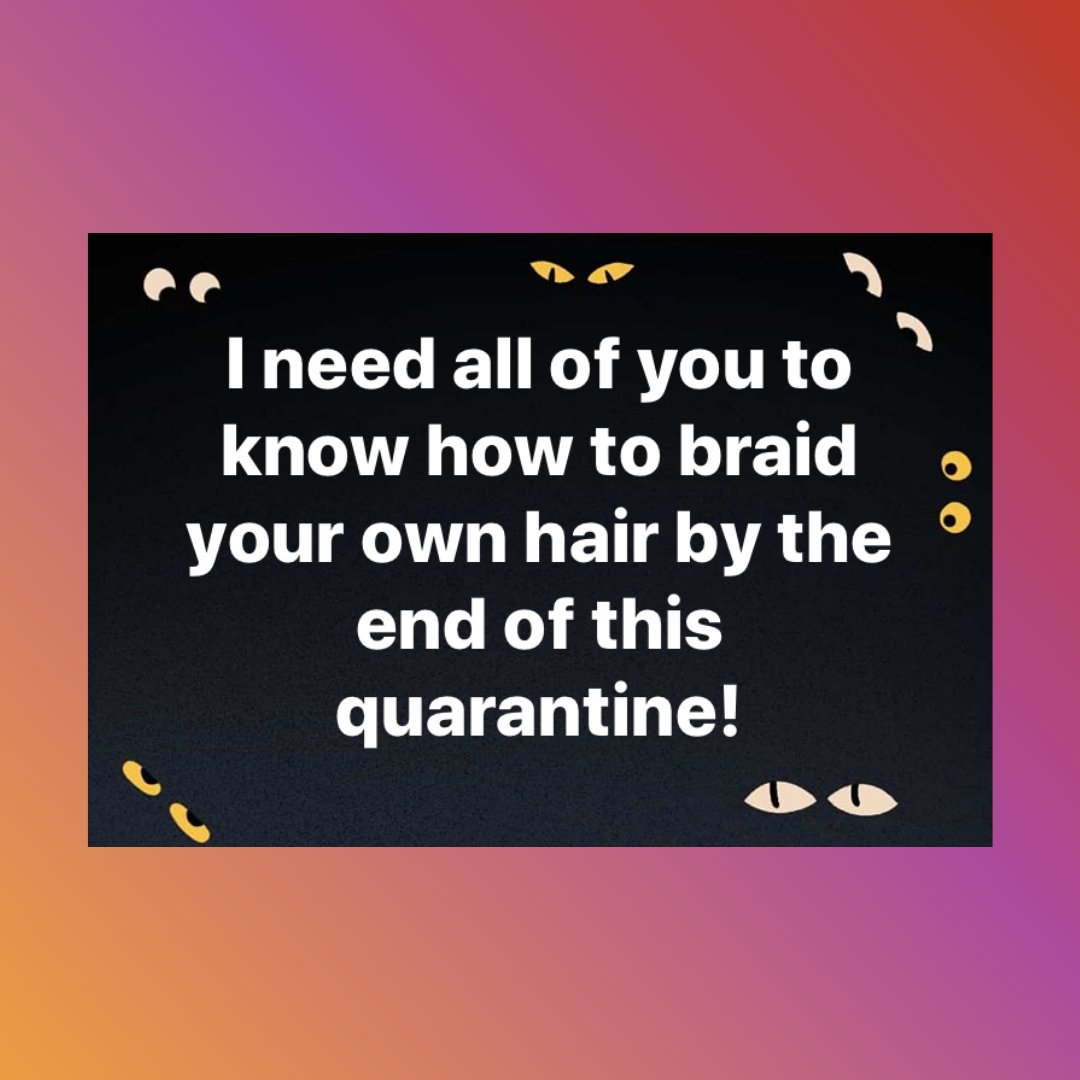 ClubMelanin's tweet photo. I guess it's time to learn a new skill. Let us know how you're using quarantine! https://t.co/vlXP2Iyx6w