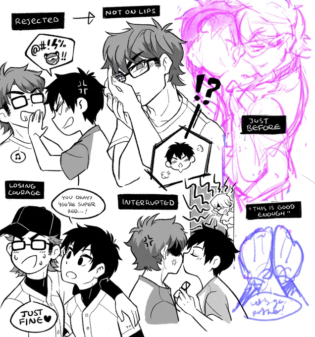 tried to do the "almost kissing" art meme for misawa but i lost steam halfway lol... here's the ones i DID finish 