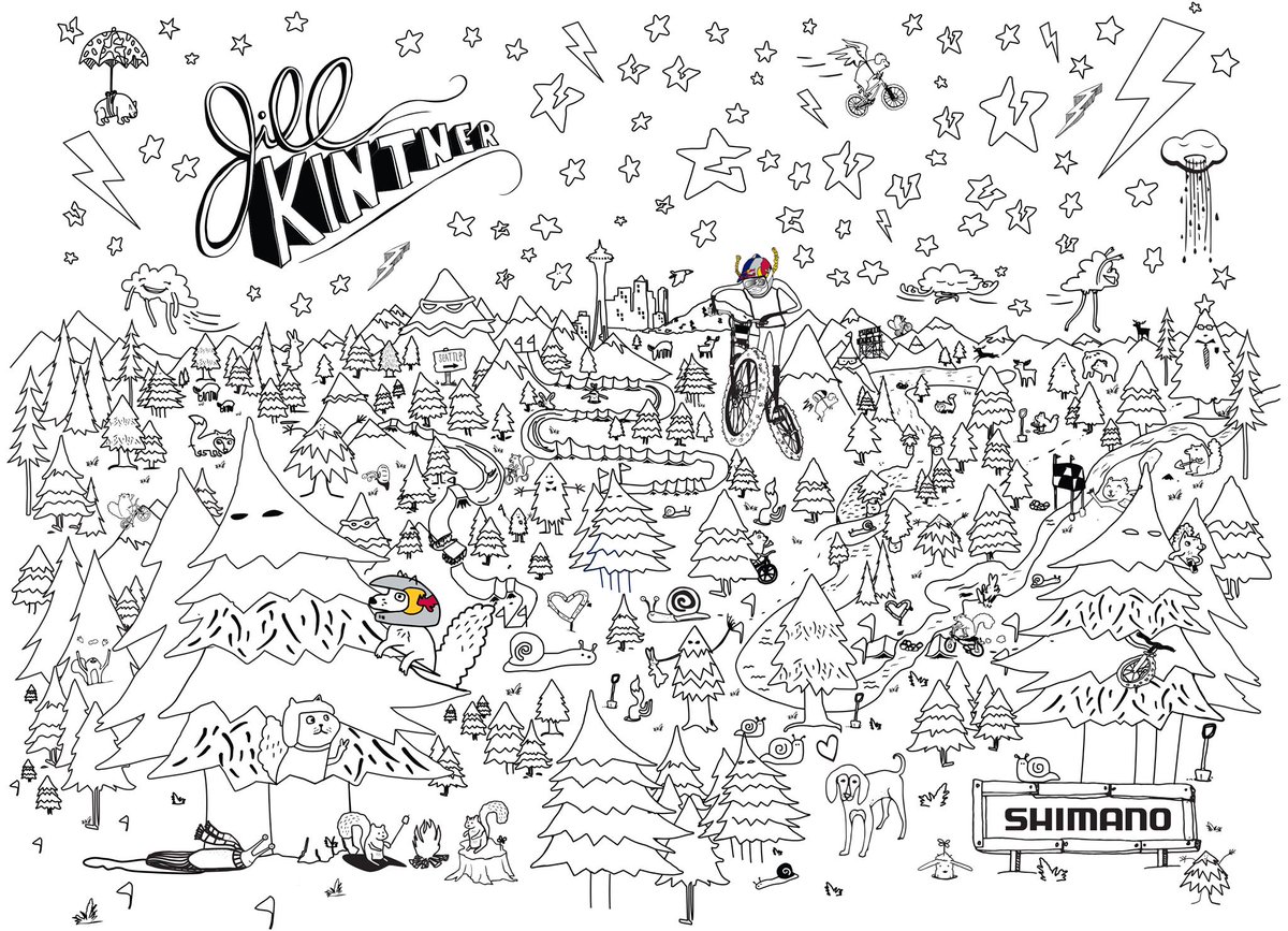 RideShimano's tweet photo. Did you know that in addition to being one of the fastest women on two wheels, @JillKintner is also a talented artist? She's made a printable version of her coloring poster available for download on her website. 

🎨 https://t.co/rQl4zG12Th https://t.co/1Qti7tNCha