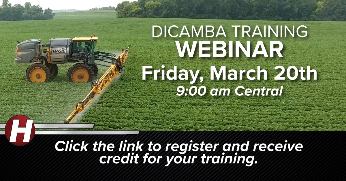 HeftySeed's tweet image. This Friday, March 20, at 9 am Central a webinar will be available for you to satisfy annual state dicamba training and applicator requirements. To receive credit for the training, click the link below. 

bit.ly/2UfDuFu