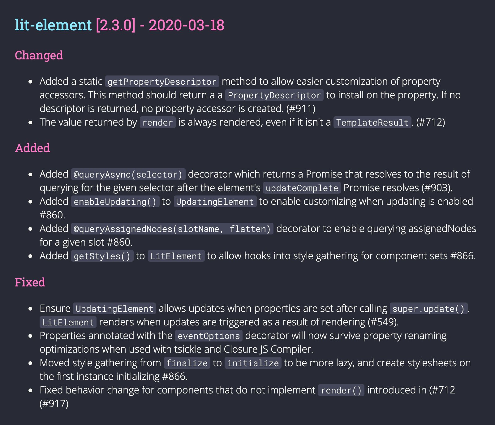 Lit on Twitter: "💡A couple of lit releases to brighten your day 🔥 * LitElement 2.3.0* https://t.co/sH9mgQM4R7 *lit-html 1.2.0* https://t.co/qcUCGkU9z7 https://t.co/2b7vagc6Zp" / Twitter Lit on Twitter: "💡A couple of lit releases to brighten your day 🔥 * LitElement 2.3.0* https://t.co/sH9mgQM4R7 *lit-html 1.2.0* https://t.co/qcUCGkU9z7 https://t.co/2b7vagc6Zp" / Twitter