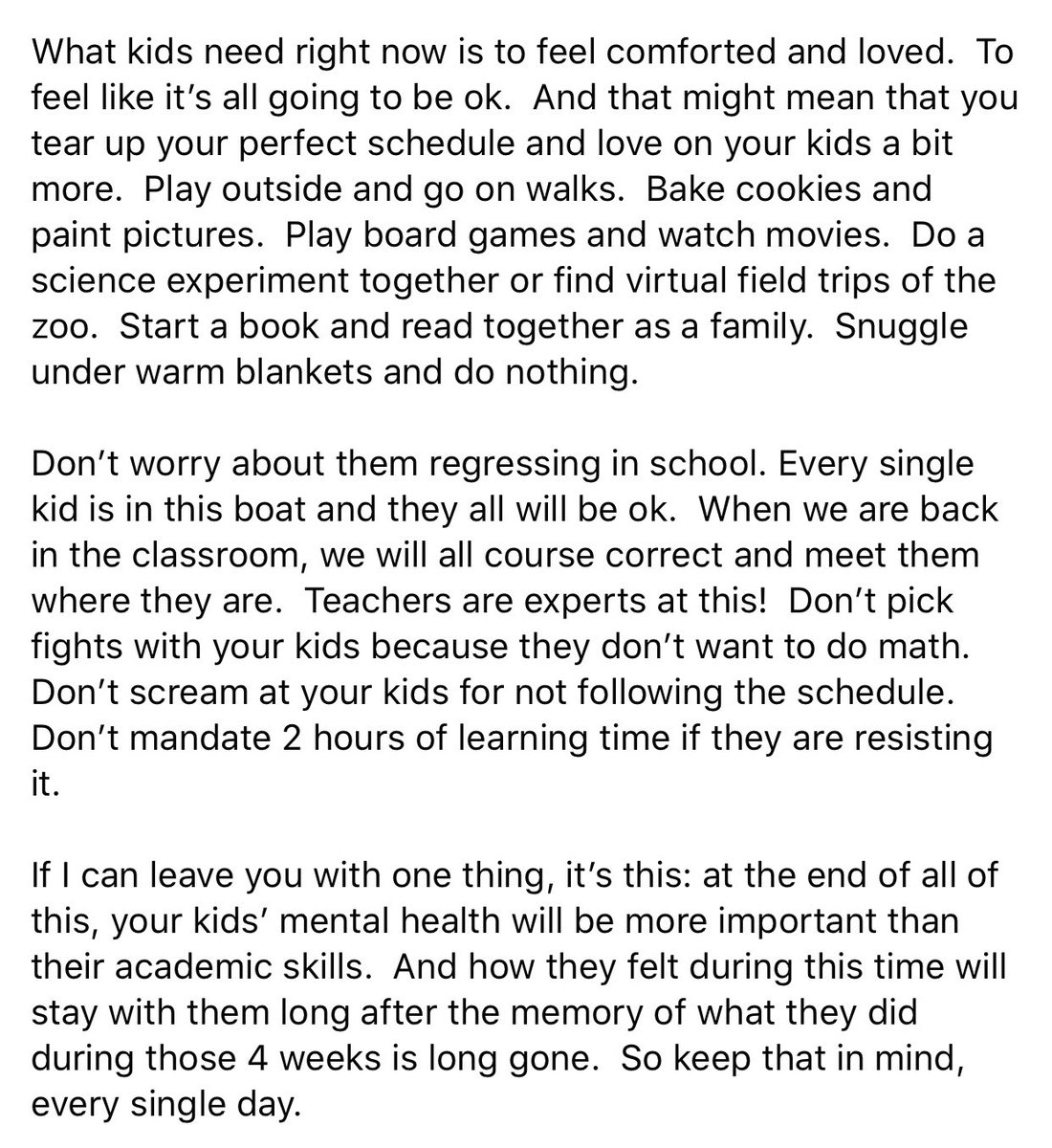 PATHSEdUK's tweet photo. “... At the end of all of this, your kids’ mental health will be more important than their academic skills. And how they felt during this time will stay with them long after the memory of what they did during those x weeks is long gone. So keep that in mind, every single day.” https://t.co/4W0VPLz1ut