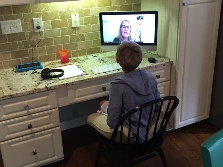 StMSCary's tweet photo. Each Grade 3 class met today on @zoom_us! The students enjoyed learning through video conferencing and loved re-connecting with their teacher and classmates! #StMSDistanceLearning #Zoom https://t.co/hDYDYksy25