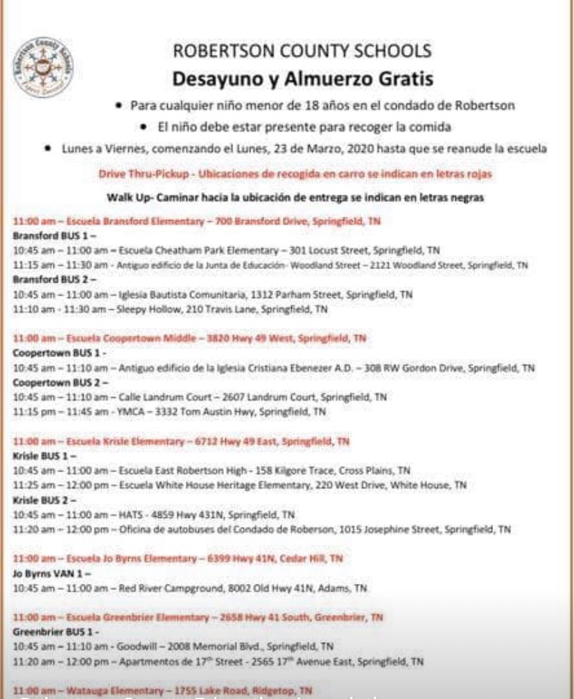 Info about free Breakfast and Lunch for RobCo students starting on Monday!