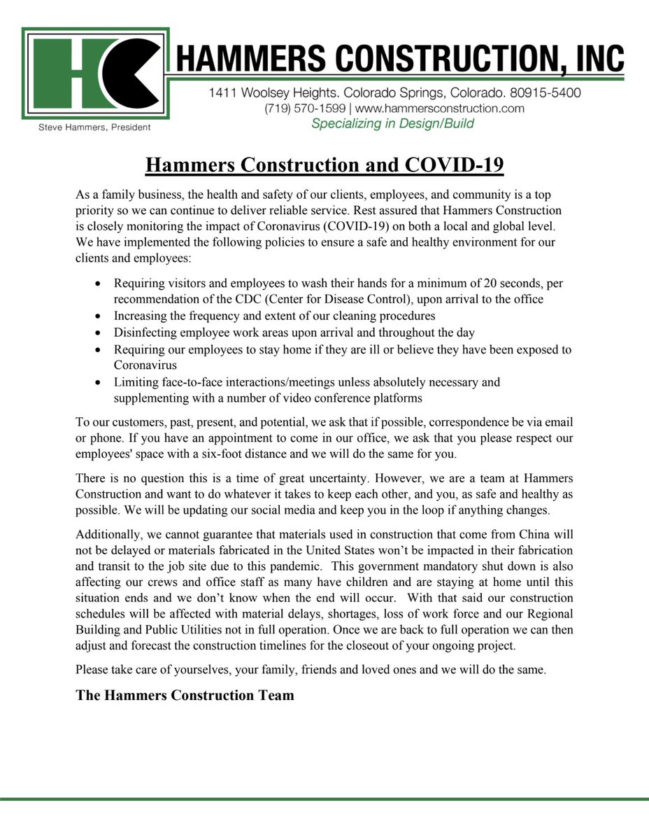 HammersConstruc's tweet image. 🦠 Hammers Construction COVID-19 Update 🦠

#stayhealthy #hammersconstruction