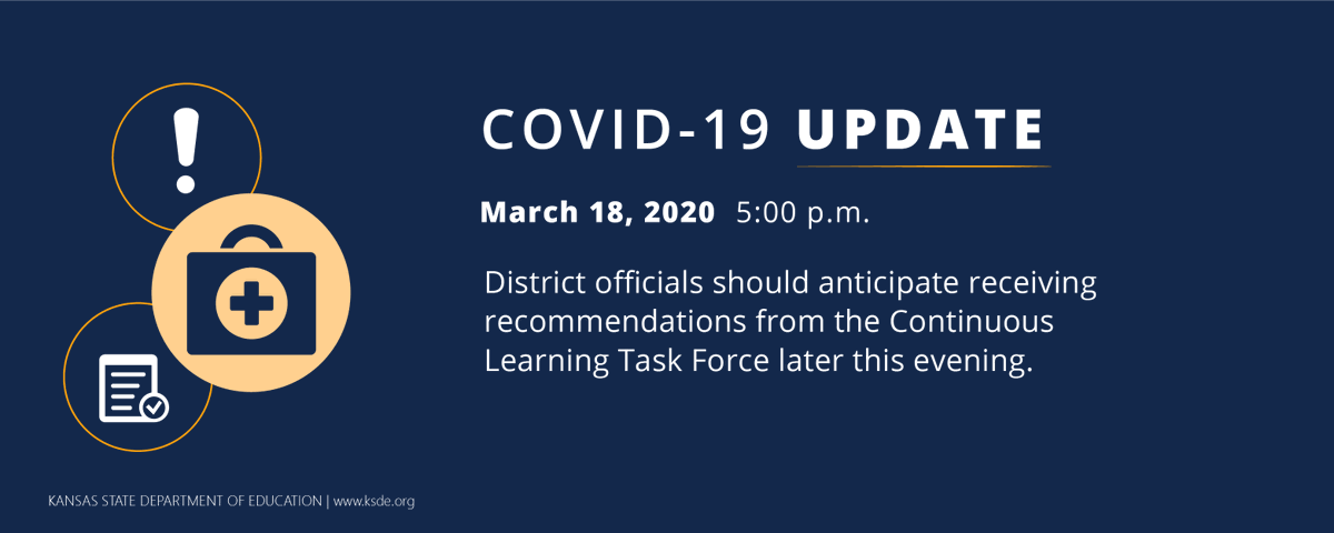 The Continuous Learning Task Force voluntarily convened from Monday at 4:00 p.m. through Wednesday at 5:00 p.m. These teacher leaders shared their expertise and insight to create guidance for all Kansas school districts to follow in the coming months.