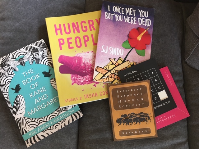 KHahnasaurus's tweet photo. In other news, finally put my little #AWPvirtualbookfair haul together for a family photo.
Shout out to @TCPBRD, @splitlippress, and @FCtwo! https://t.co/la7PwqO6C5