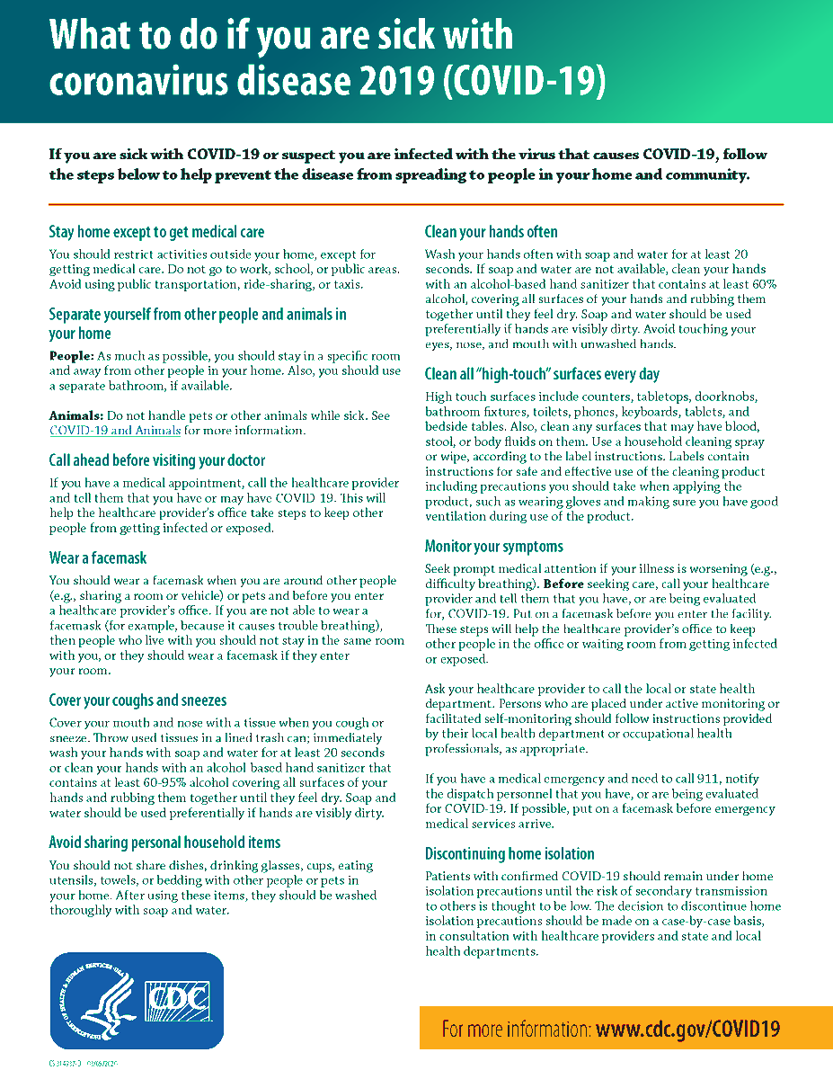 Triballab's tweet photo. If you are sick with #COVID19, or think you might have it, follow these steps from #CDC to help protect other people in your home &amp; community. #themoreyouknow #tribalhealth #Nativehealth #Nativeownedlab #triballab https://t.co/zDRA03Hqfg