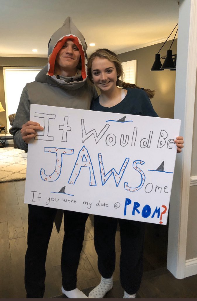 There’s some-fin special about these two! Olivia Countryman and Andrew Sowinski might just go swimming at prom🦈 #TrojanProm2020 ...doo doo doo doo