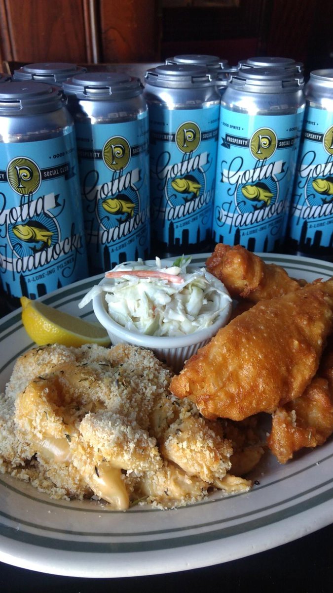 ProsperitySC's tweet image. Grab and go with a #LentenFishFry 11am-9pm on Fryday!  @SibRevBrew "Gotta Haddock" Pilsner available togo!
