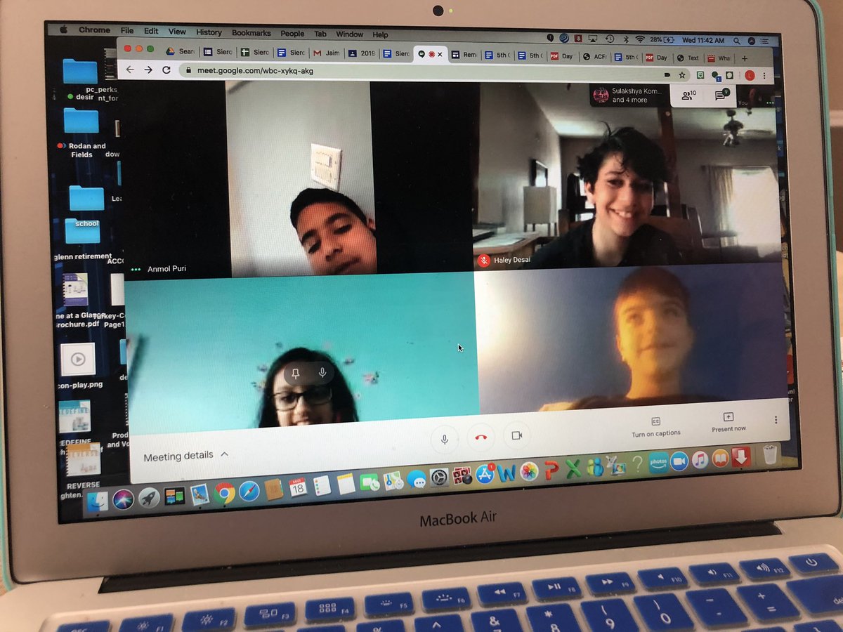 sierotowiczBC's tweet photo. Google Meets have been such an awesome way to stay connected with my students! My daughter loves when a meeting is over so she can make faces into the camera! #remotelearning #teachermom @jaime_maccarone @LRogolAP https://t.co/ctlYsxkYNm